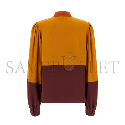 YSL COLOURBLOCK HIGH-NECK BLOUSE 857185Y100W6753
